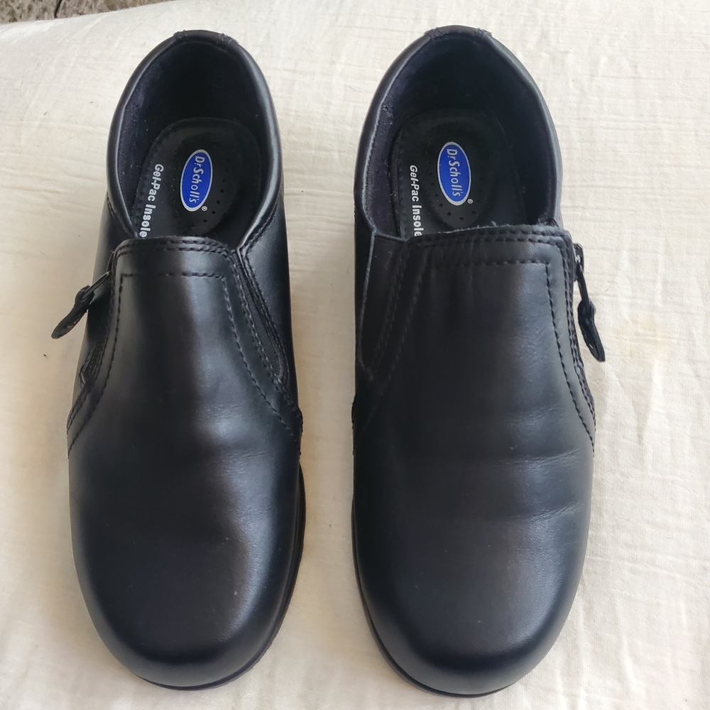 Dr. Scholl's Women's Marci Gel Pac zippered loafers in black leather 7W